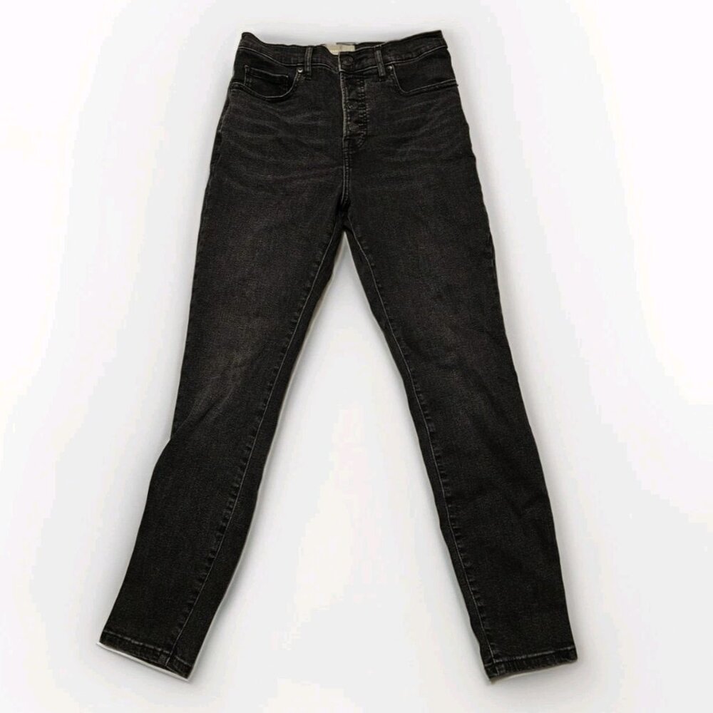 Everlane Black Denim Jeans The High Rise Skinny Size 29 Button Fly Vintage Boho